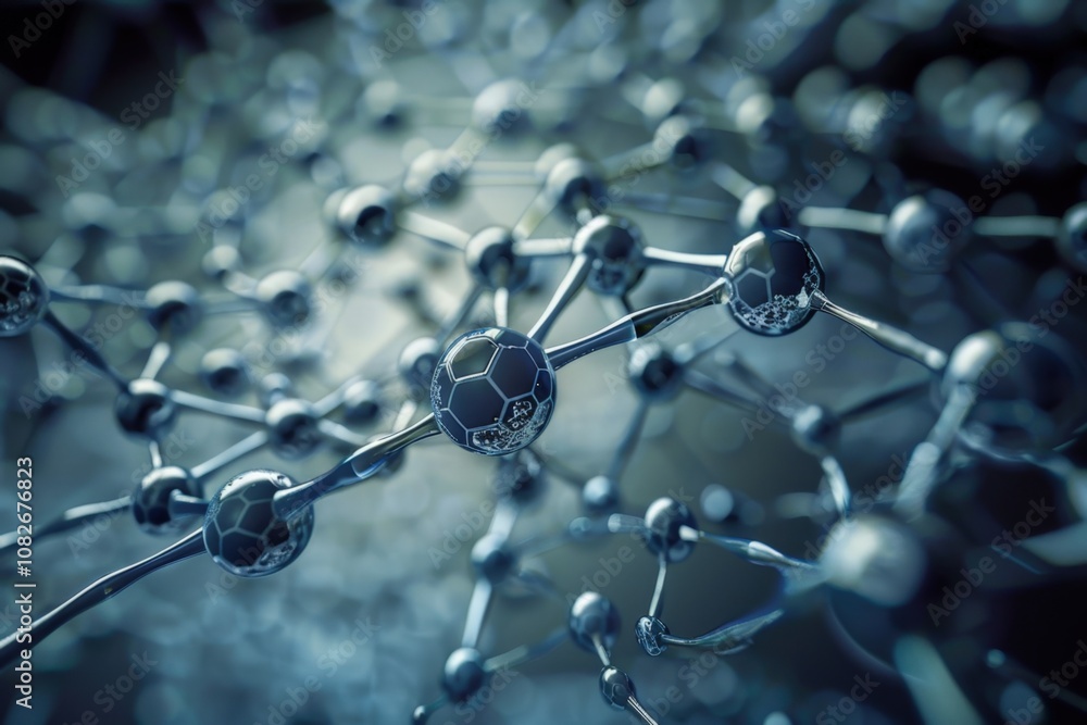 Poster Close-up view of intricate blue hexagonal patterns resembling a honeycomb structure, showcasing fine details of textures and shapes under soft lighting