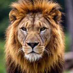 A close-up photo portrait of a lion in profile, deep focus on the curve of its nose and the texture of its whiskers, eye-level shot highlighting its elegant and fierce nature