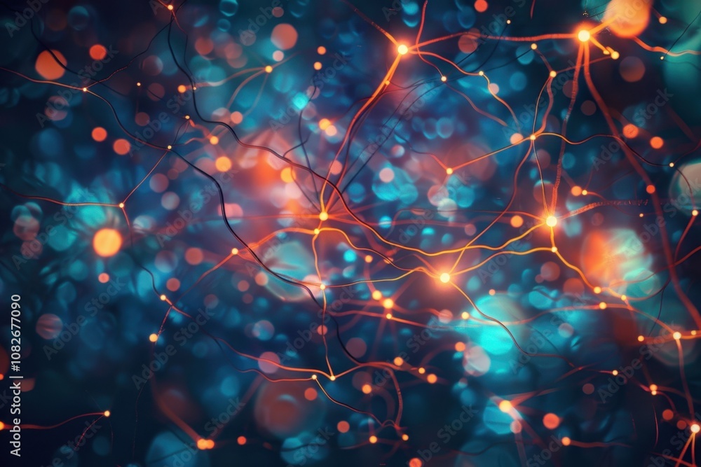 Aufkleber colorful abstract representation of neural connections illustrating brain activity in a scientific e