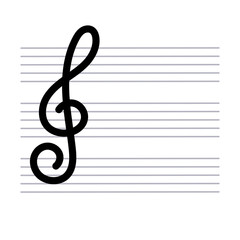 A bar musical note. Treble clef, a symbol of music.