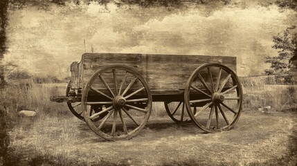 Fototapeta na wymiar old photo of a wheelbarrow in sepia