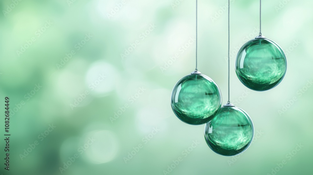 Poster enigmatic ornaments in shades of emerald and silver with bokeh effects for a subtle touch in decorat
