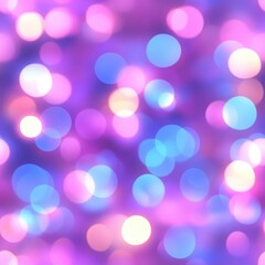 Seamless pattern of blurry colorful circles creating a beautiful bokeh effect on a purple background, ideal for festive designs and projects