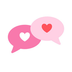 Chat Bubbles with Hearts Icon - Love and Romance Message Illustration. Valentine's Day