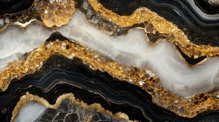 Fototapeta premium Elegant Black and Gold Marble Texture Background with Natural Patterns for Luxurious Design, Home Decor, and Artwork Creation