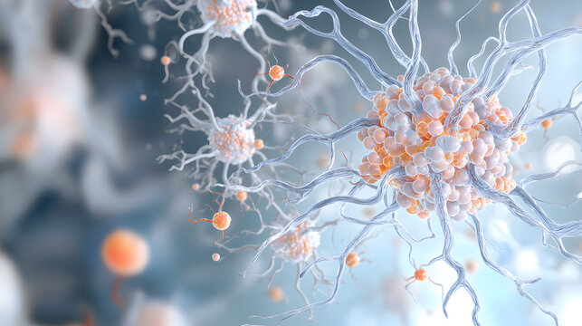 Detailed Visual of Multiple Sclerosis Pathophysiology - Immune Response Attacking Myelin Sheath and Nerve Cell Damage Illustration