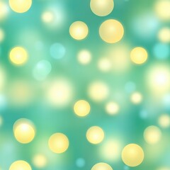 Seamless abstract turquoise background with blurred yellow bokeh lights creating a soft, dreamy, and festive atmosphere