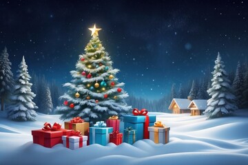 Obraz premium empty christmas table background with christmas tree out of focus for product display montage