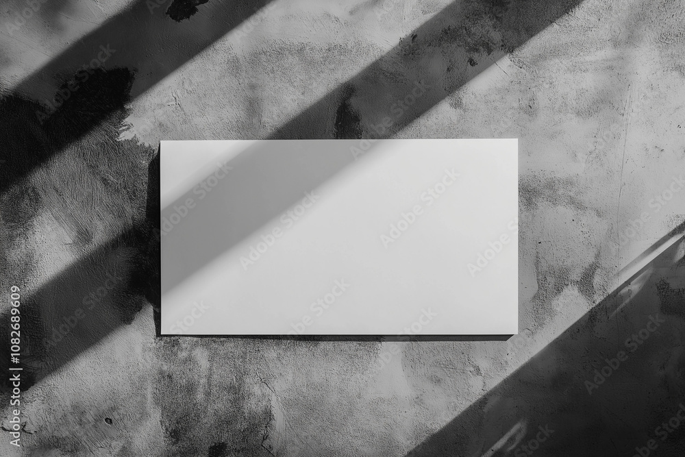 Poster white horizontal rectangle mockup with diagonal light