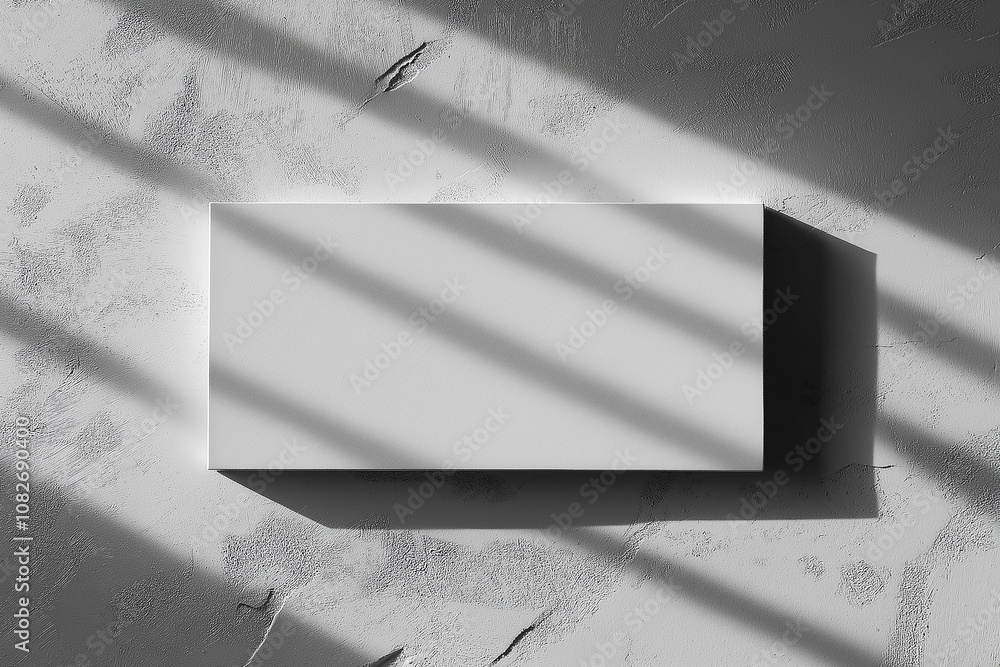 Poster white horizontal rectangle mockup with diagonal light