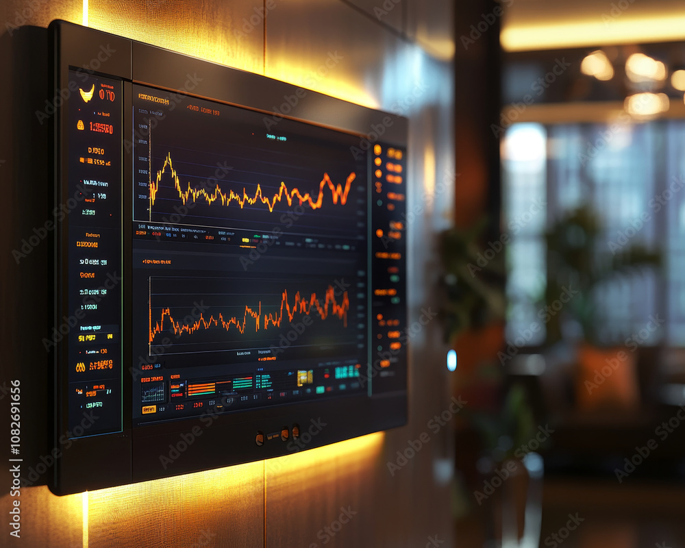 Aufkleber digital screen in trading hub showcasing live gold price trends and market data. vibrant colors and 
