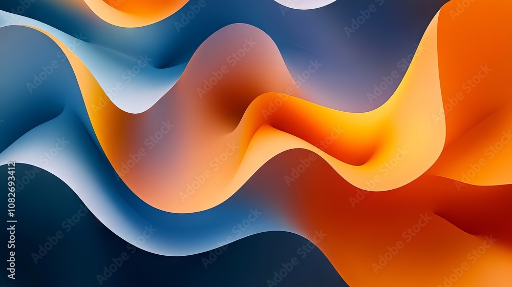 Poster modern abstract background featuring smooth geometric shapes, soft color blends, and flowing lines p