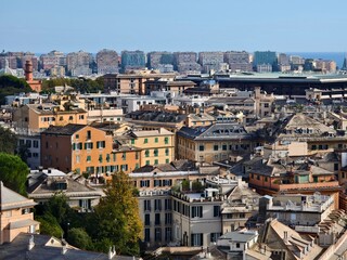 Fototapeta premium the panorama view of Genova city in Italy
