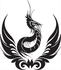 Naklejka premium black and white shrimp fish silhouette with white background vector illustration