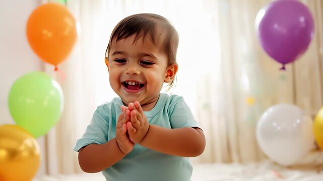 Very happy boy celebrating his birthday. Created with Generative AI.