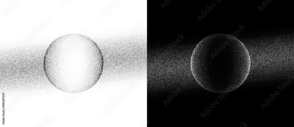 Fototapete dotted circle with gradient as background. abstract vector big data concept. black dots on a white b