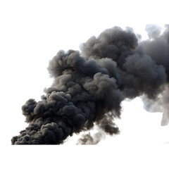 Dramatic Black Smoke Cloud isolate on transparent background cutout, PNG file, Cutout file