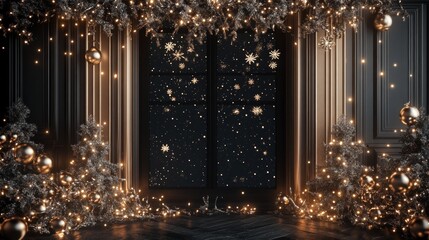New years backdrop happy new years digital backdrop Christmas Window Backdrop 8k, AI Generative
