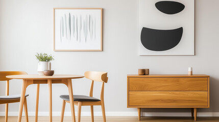 Stylish Scandinavian Living Room with Modern Wooden Furniture