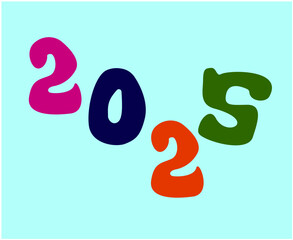 Happy New Year 2025 Design Typography Multicolor Creative Abstract Vector Illustration