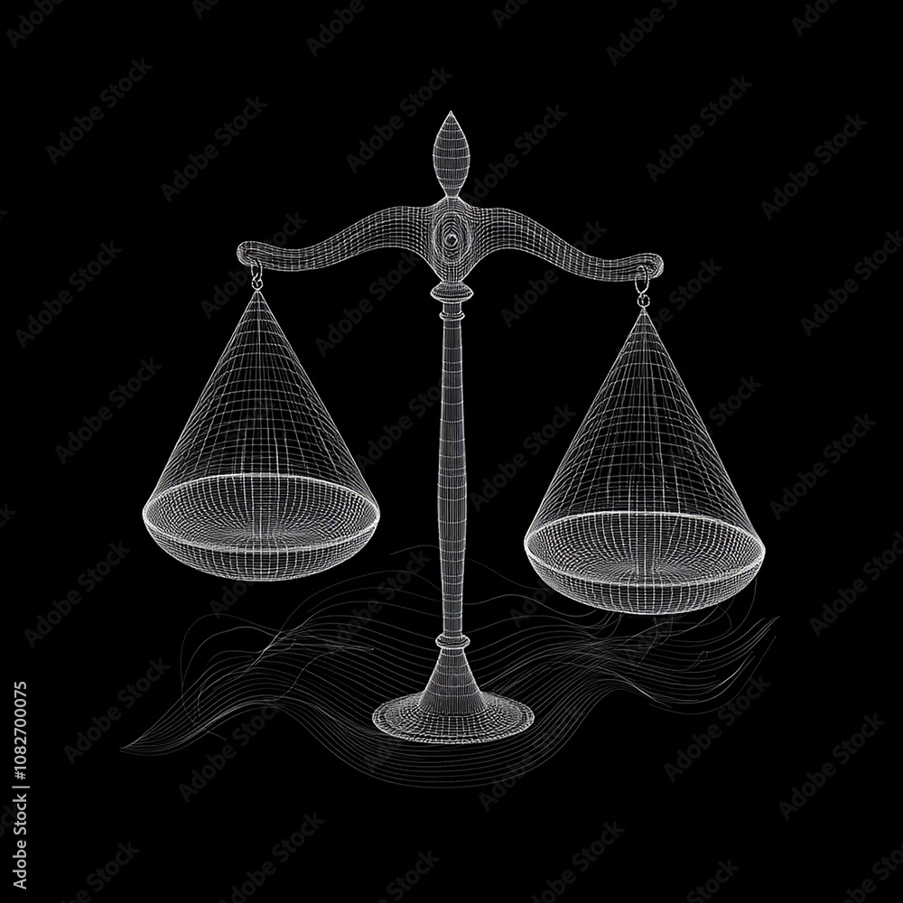 Fototapete symbol of justice scale for digital law concept with isolated background generated by ai