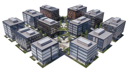 Aerial Hyperrealistic View of Modern Business Complex
