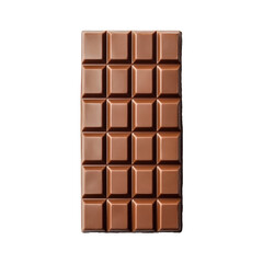 Fototapeta premium Milk chocolate bar with grid pattern on white background, showcasing smooth texture.