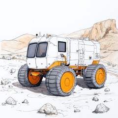 Futuristic Off Road Vehicle Desert Exploration Rugged Terrain Sci Fi Transport