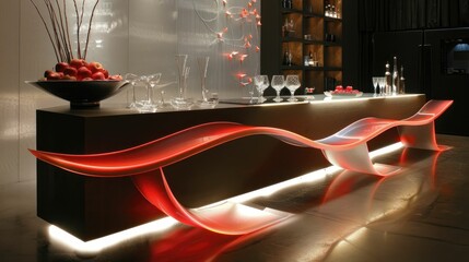 Modern storage racks with integrated LED lighting