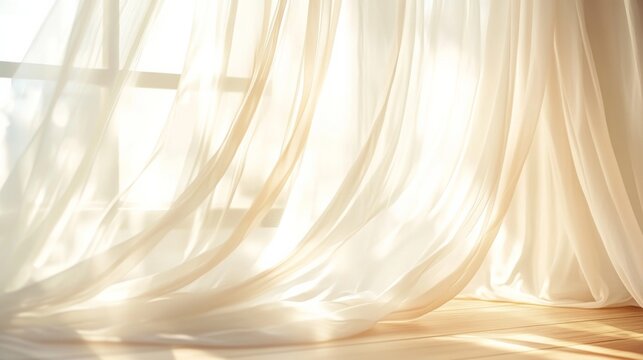 Window sheer white curtains that are blowing wind transparent curtain on