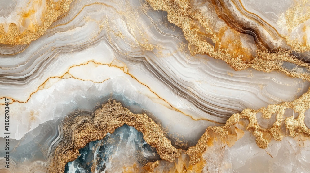 Aufkleber abstract pattern of white and gold marble with intricate layers and textures for innovative backgrou