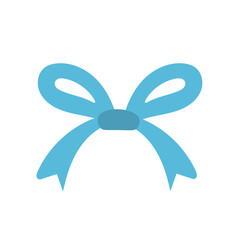 Decorative blue ribbon bow vector illustration isolated on white background, blue bow clip art