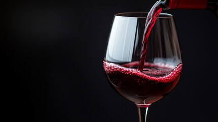 High-Definition Close-Up of Red Wine Pouring into a Glass