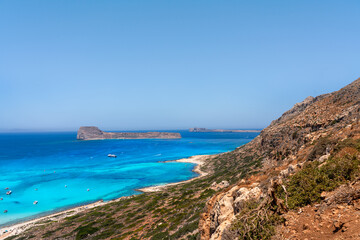 Balos beach in Crete, Greece. Hot summer's day in Greece. 