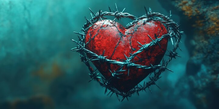 Abstract image of a heart wrapped in barbed wire, symbolizing the physical toll of anxiety