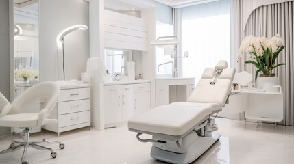 Dermatology and beauty clinic treatment Interior decoration for VIP customers by expert dermatologists. Beauty salon, spa, massage with equipment to to help relax, physiotherapy, relaxing massage.
