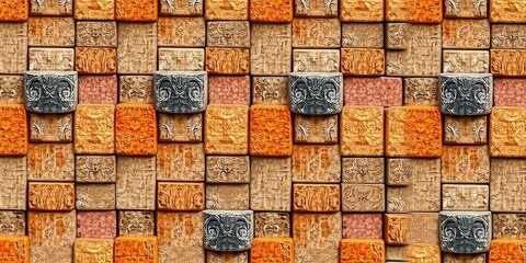 Abstract geometric pattern created by a repetitive block texture, perfect for background or design projects, design, artistic, square