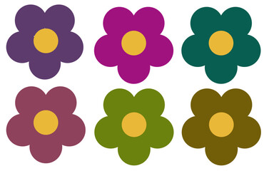 Simple Cartoon Flower Autumn Colours