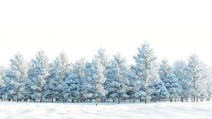 Fototapeta premium Winter forest background white isolated background