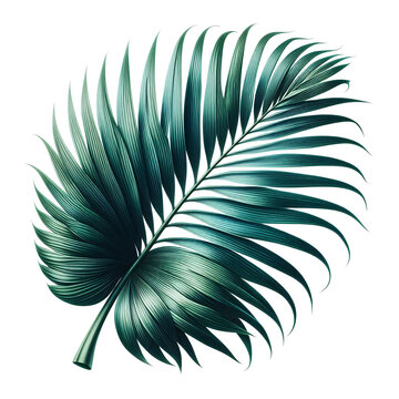 teal palm leaf on white background clip art preview