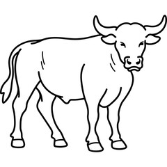 Power and strength Bull. Vector outline icon.