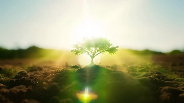 A seed growing into a full grown tree animation.