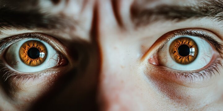 Close-up of eyes with dilated pupils, capturing the physical manifestation of anxiety