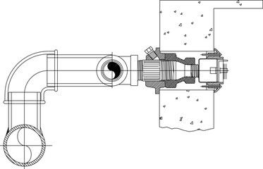 Obraz premium Vector sketch illustration of Flushed Sidewall Sprinkler and Branch Connection Detail design silhouette
