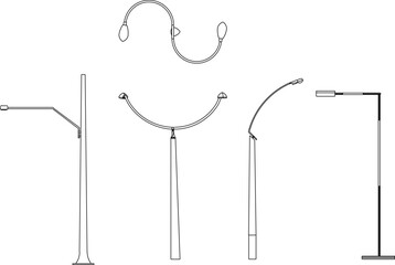 Vector sketch illustration of street lighting lamp design silhouette