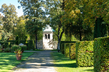 Autumn view of the Northern Cemetery, one of the largest cemeteries in Munich, Germany