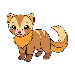 Colorful Ferret with Detailed Fur Vector Art.