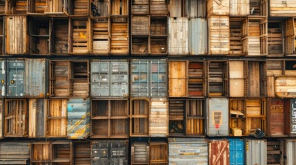 Pallets of goods organized in a grid pattern