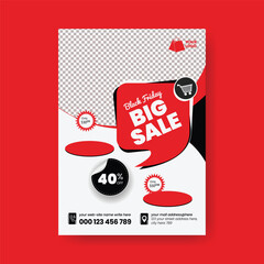 Black Friday product sale offer editable print flyer or poster template for fashion sale or black Friday event leaflet brochure cover design