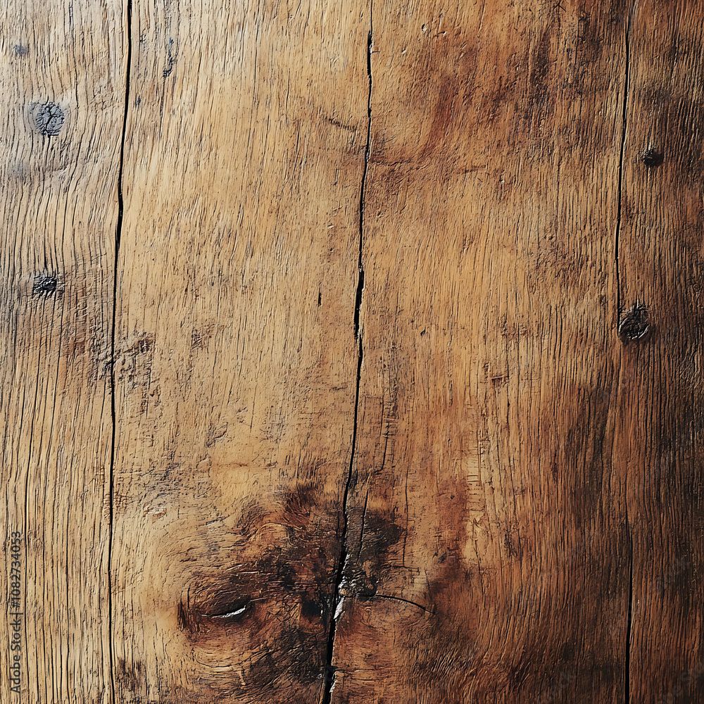 Poster rough wooden tabletop with natural textures and grain patterns, showcasing rustic charm and warmth. 
